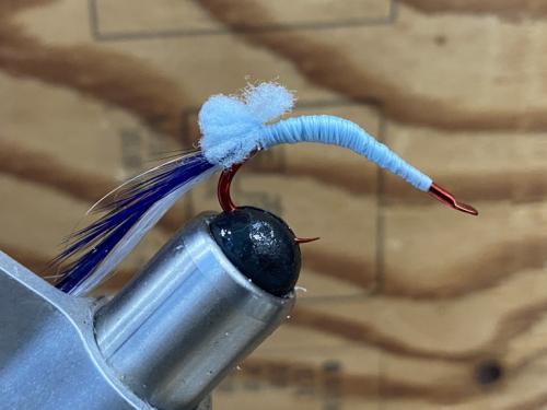 万能ウイリー針赤細地深海18号仕様(青)1本