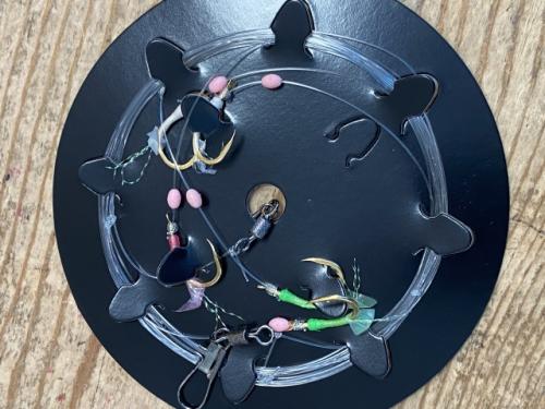 遠征五目仕掛けヒラマサ13号スキン巻き5本胴付8号3m