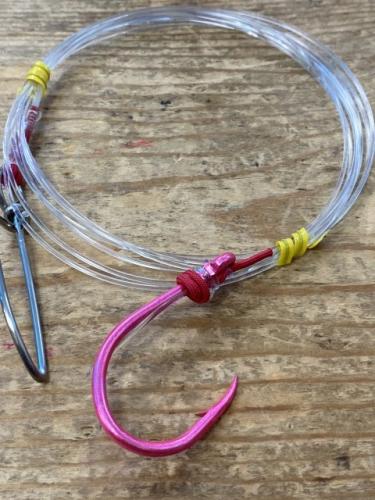 大物泳がせ仕掛けAjack13/0ケイムラピンクアクアブルーハリス60号2m