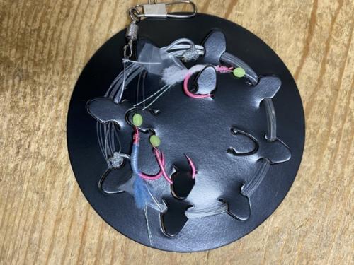 シマアジ仕掛けケイムラピンクスキン巻き7号2mエダス補給