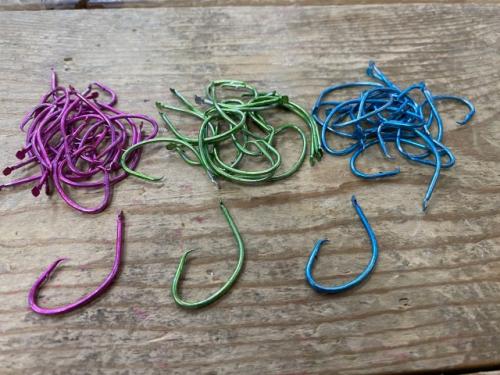 ムツ針19号ケイムラカラー20本(ピンク、グリーン、ブルー)