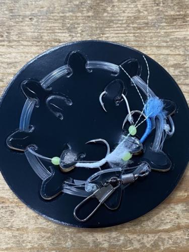 神津島、銭洲シマアジ仕掛け8号2mチヌ針使用エダス補強